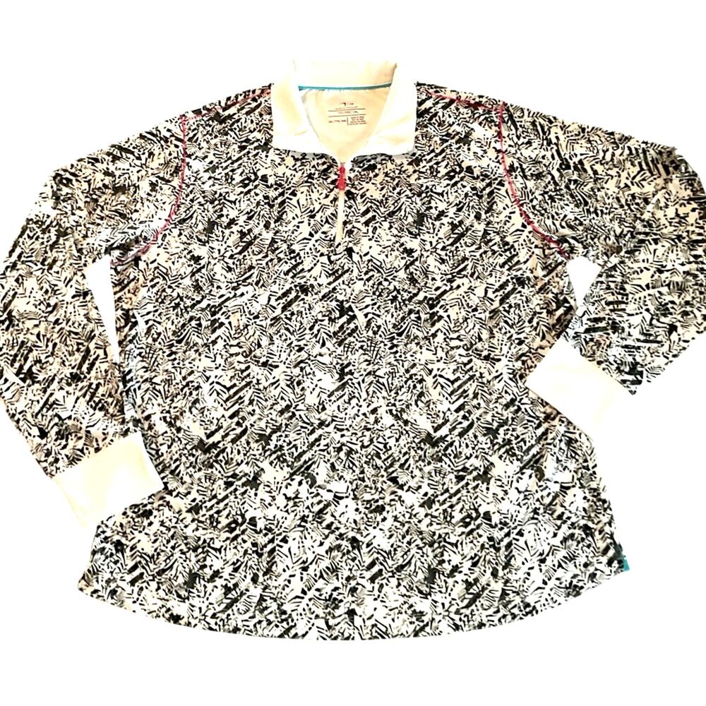 Page & Tuttle Cool Swing Womens White With Black Golf LS 1/4 Zip Polo Top S XXL